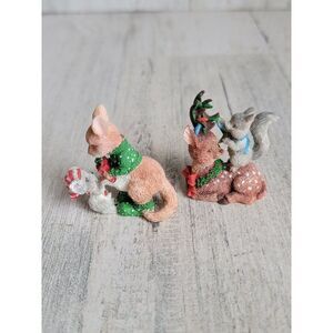 Enesco 1991 Xmas mini reindeer squirrel kangaroo mouse Xmas Village accessory se